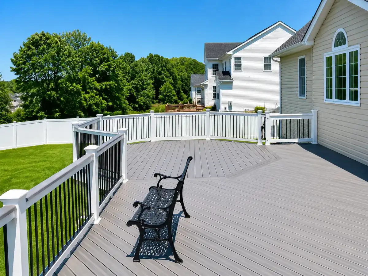 White Vinyl Deck Railing with Black Aluminum Balusters